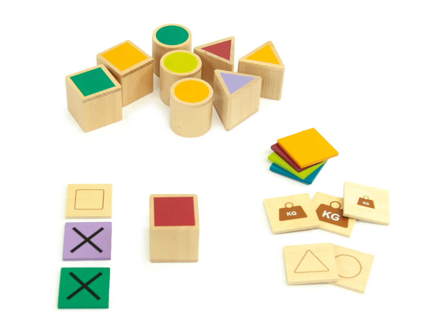 Weights & Attributes / Pesos y Atributos / juego inclusivo / formas geométricas con pesos