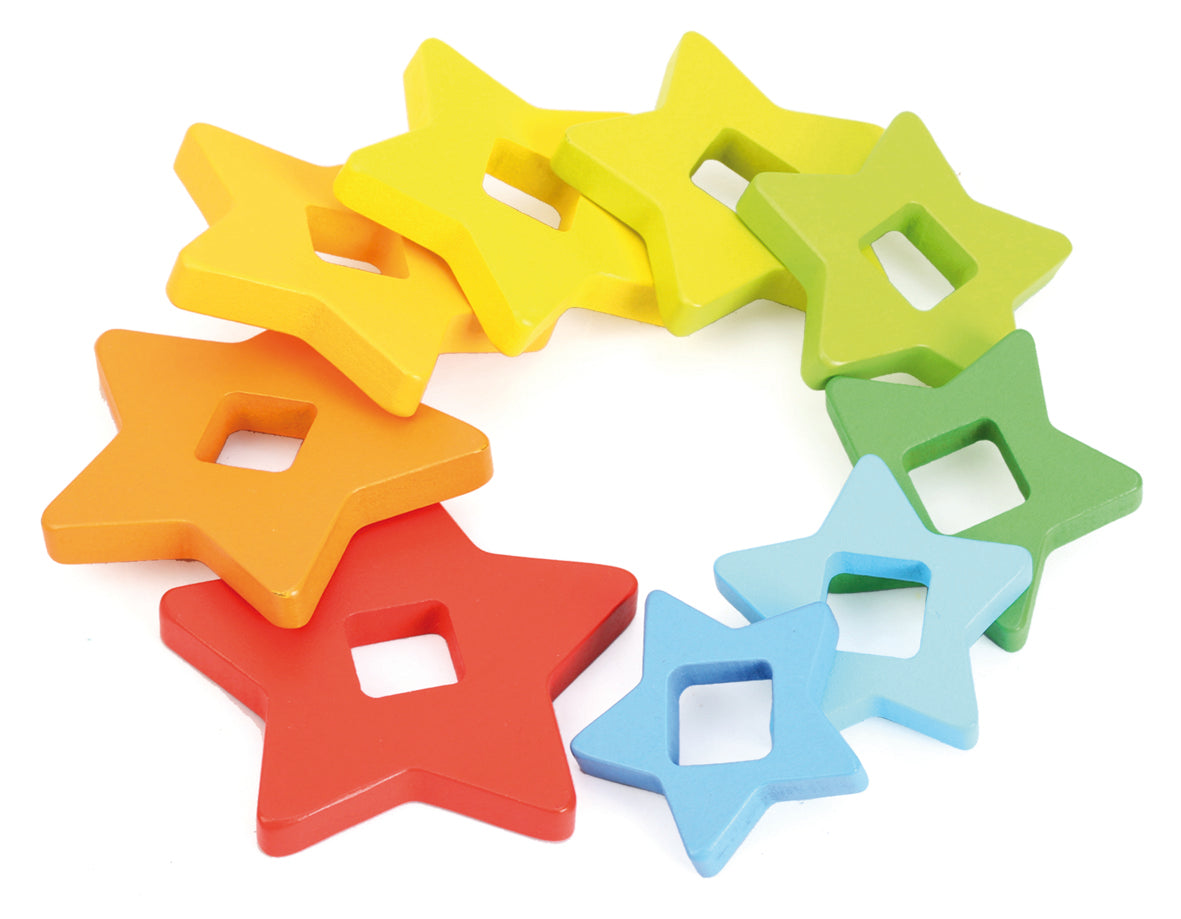 Rainbow Stackers / Torre de apilar estrellas arcoiris / encajes madera / pirámide