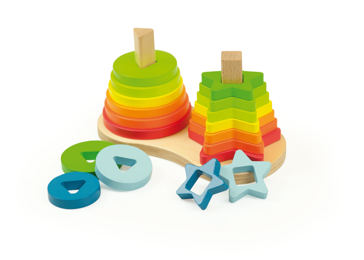 Rainbow Stackers / Torre de apilar estrellas arcoiris / encajes madera / pirámide