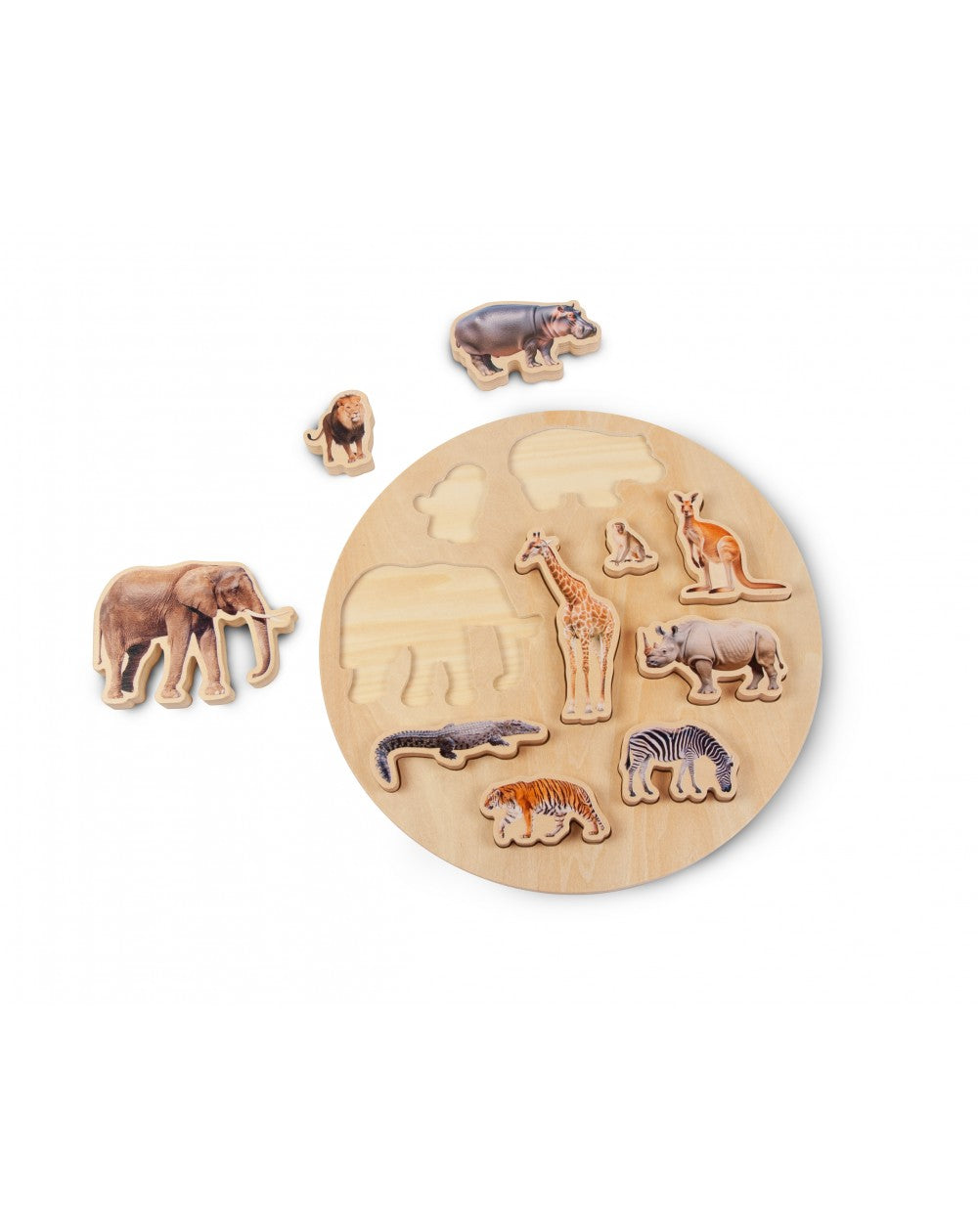 WILD PUZZLE / Rompecabezas salvaje / Encaje de madera de animales / Material didáctico con imágenes reales