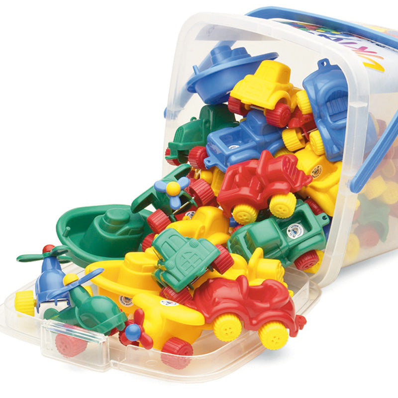BUCKET SET MINI CHUBBIES HARD TYRE (10 MOD.) - 30 piece / vehiculos flexibles / coches y camiones