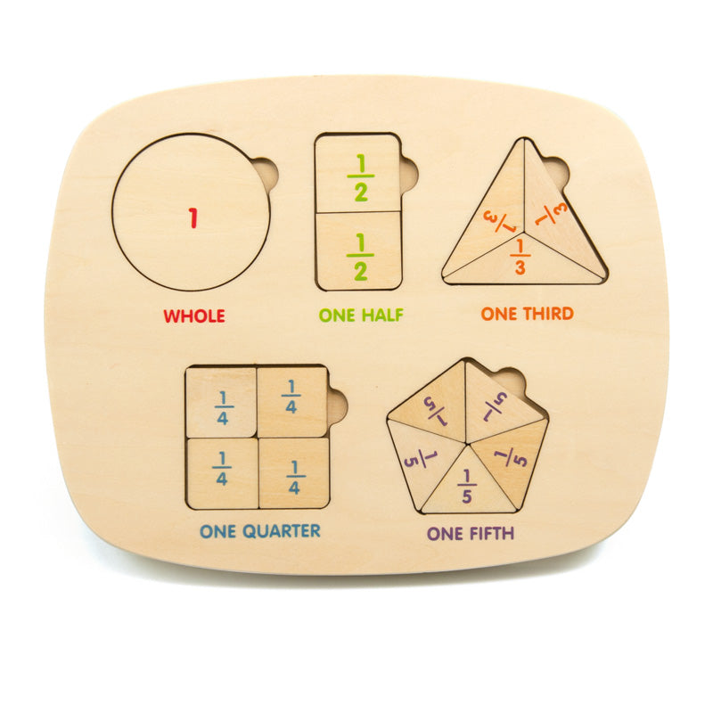 WOODEN FRACTION SORTER / encaje de madera fracciones y formas geométricas