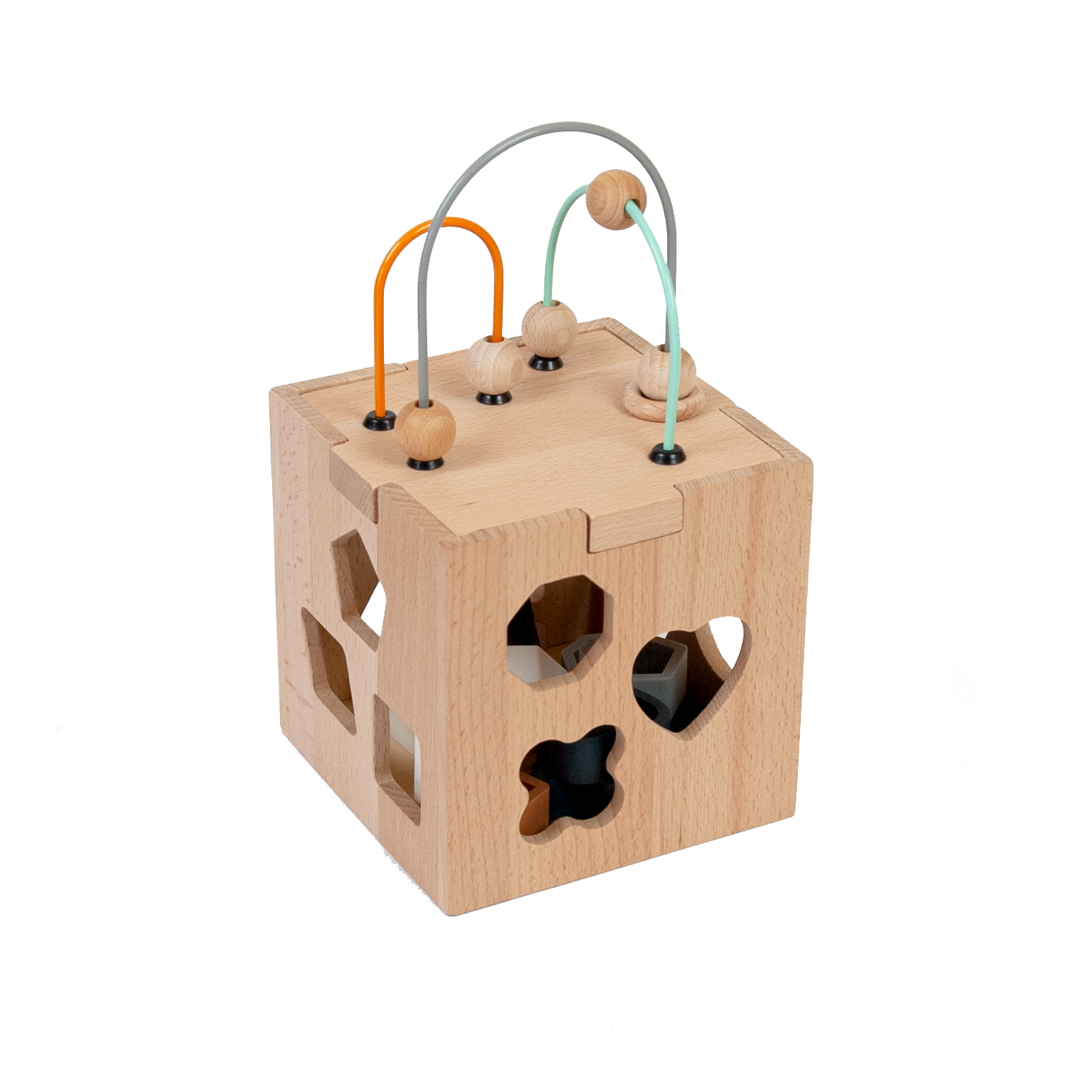 cubo de actividades de madera