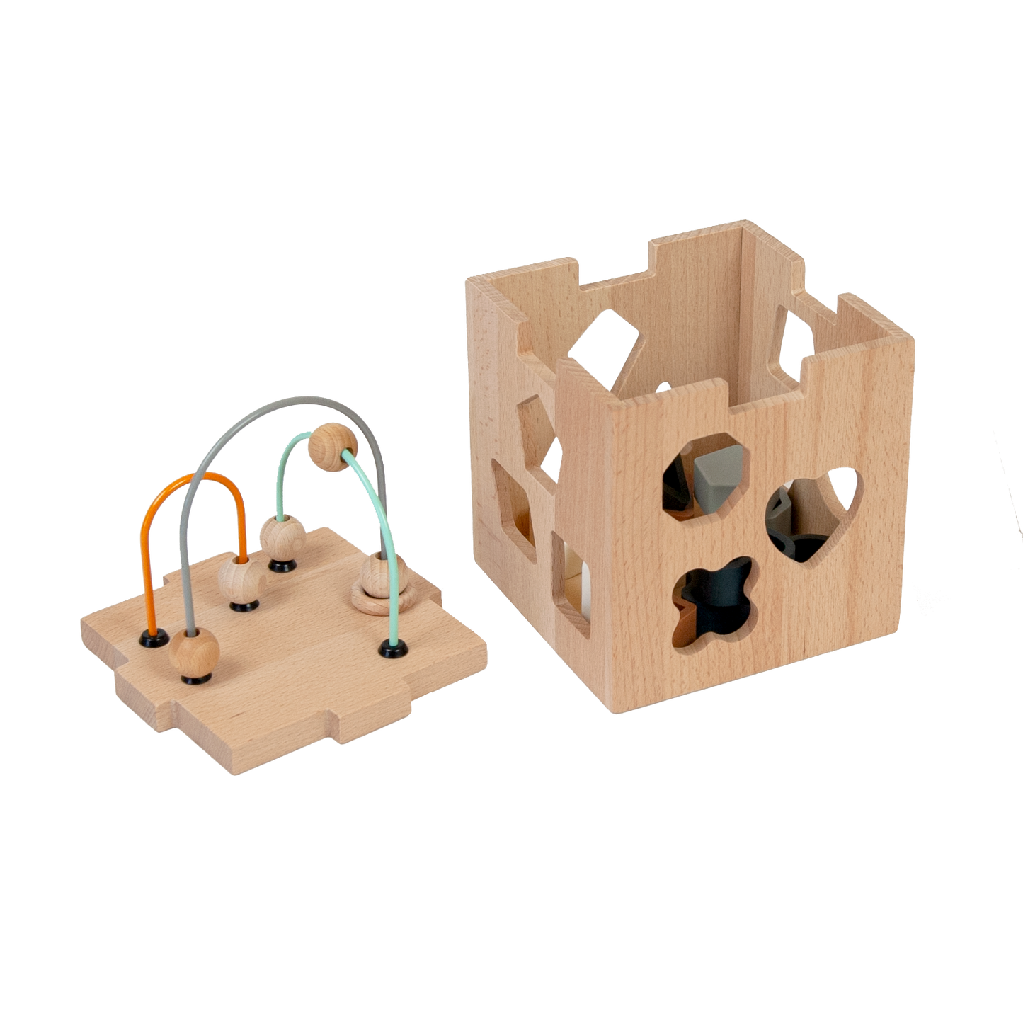 cubo de actividades de madera