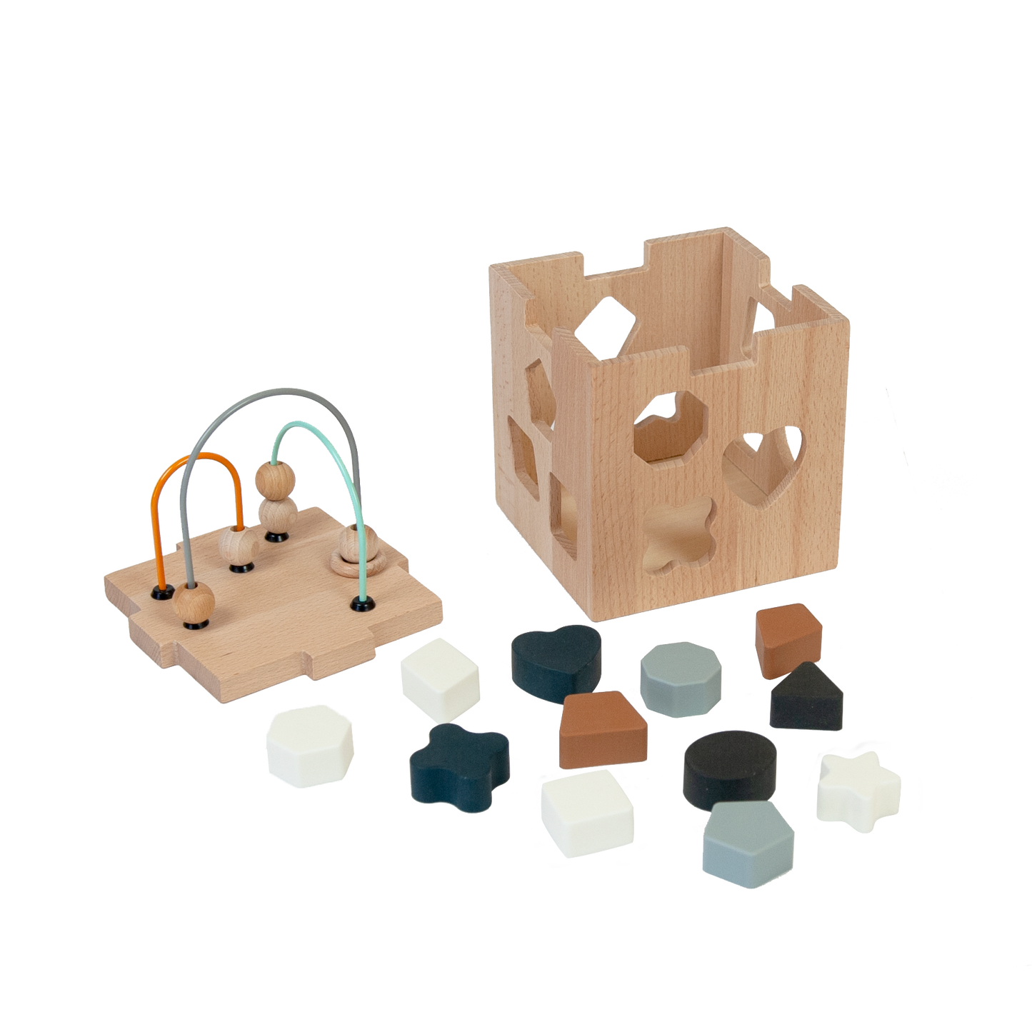 cubo de actividades de madera