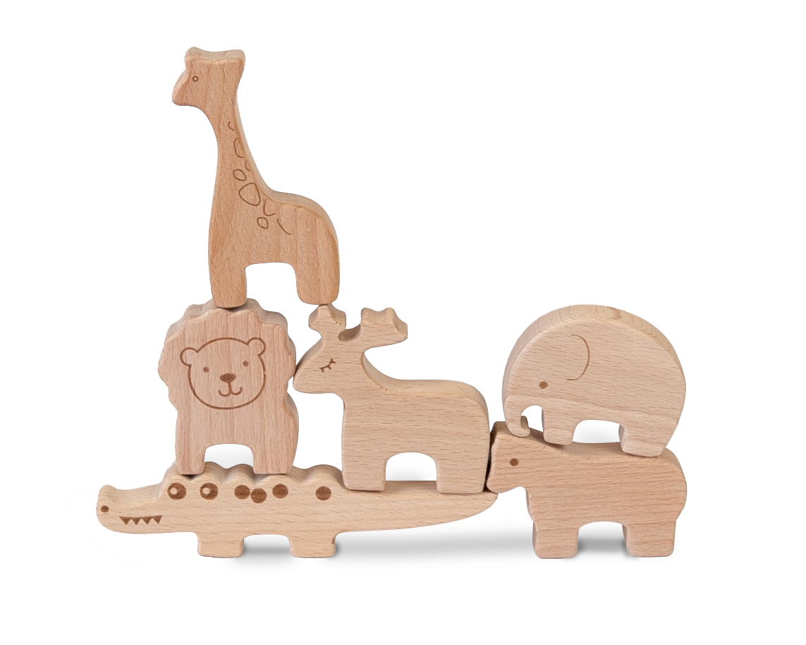 juego de equilibrio de madera animales