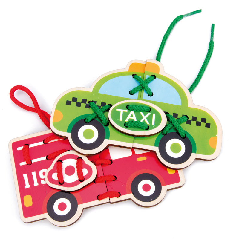 Threading Toy Vehicles / Enhebrar, coser, enlazar vehículos gigantes