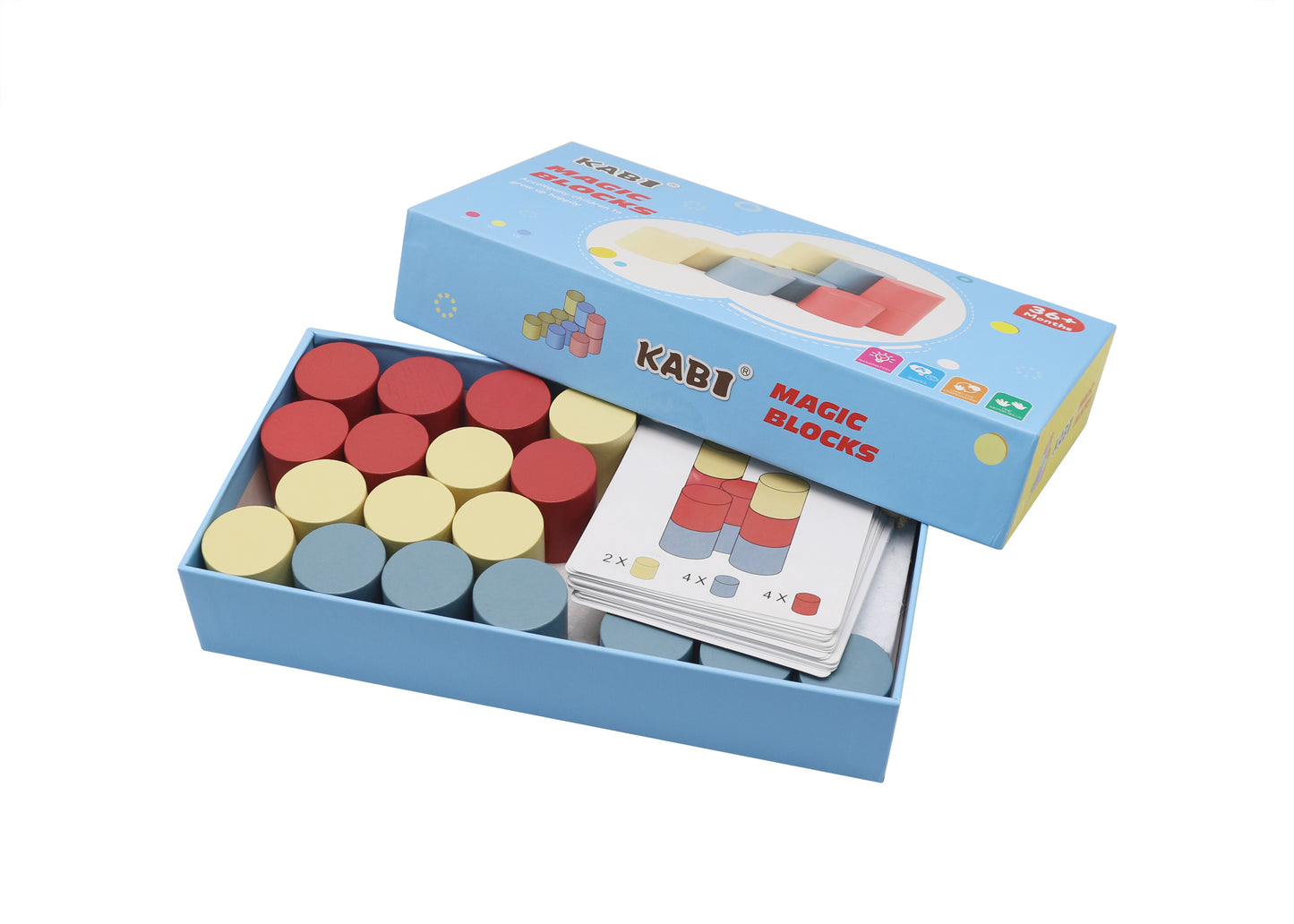 3D Wooden Cylinder Blocks / Juego bloques 3D / juego cilindros / juego de mesa