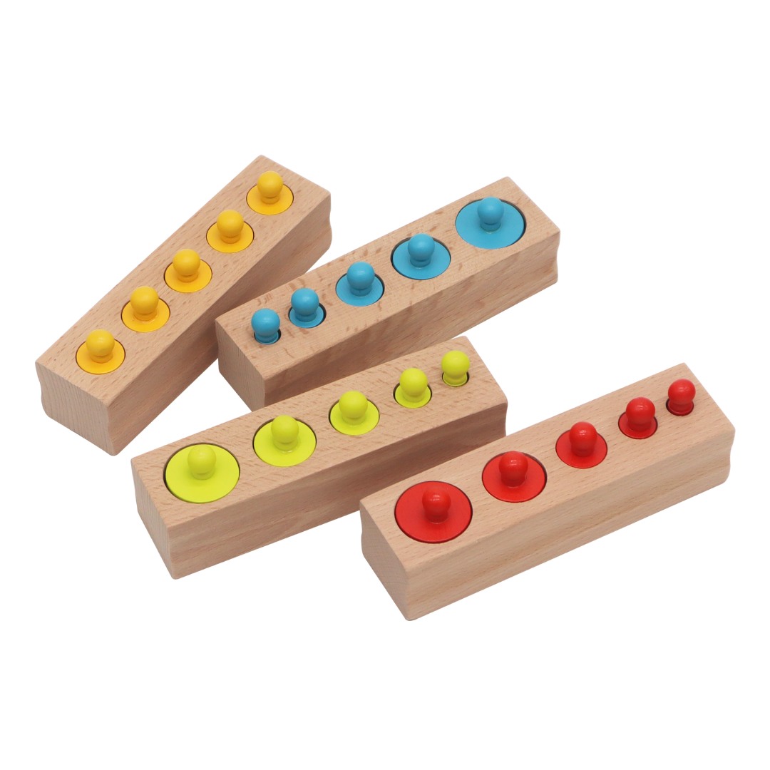 VOLUMETRIC WOODEN CYLINDERS / Juego de cilindros de madera / Juego de clasificación de tamaños