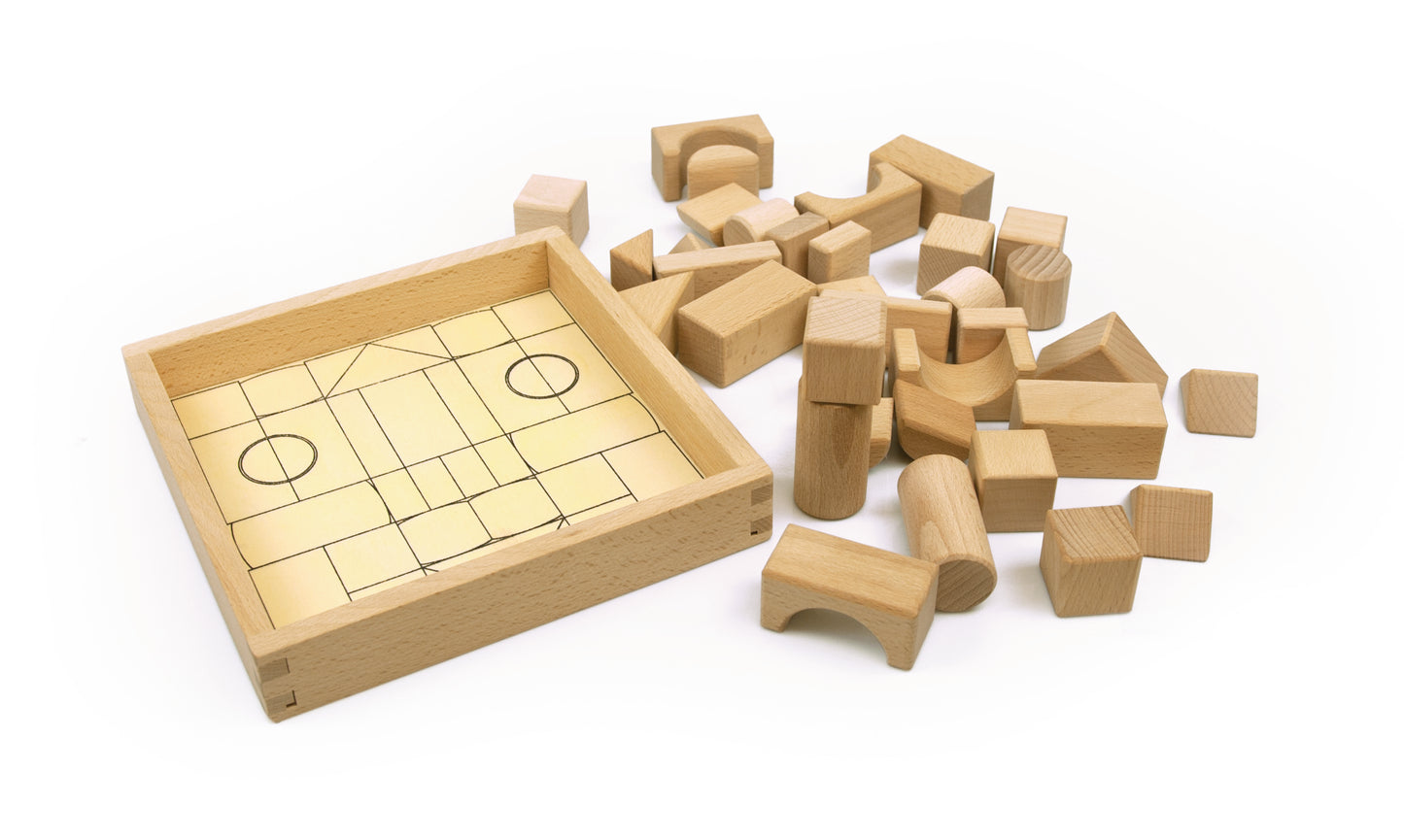 Wooden Blocks Nature - 35 Pcs. / Bloques de madera construcción