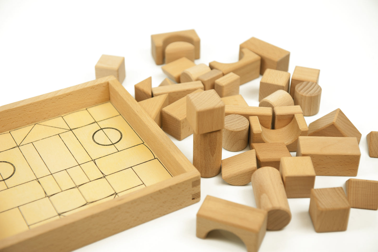 Wooden Blocks Nature - 35 Pcs. / Bloques de madera construcción
