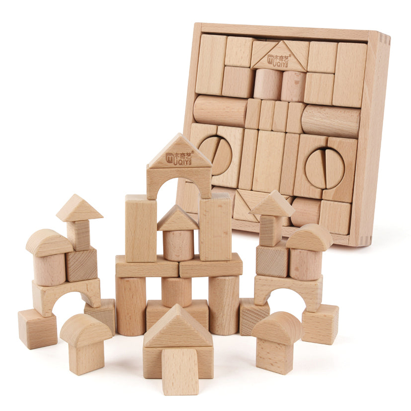 Wooden Blocks Nature - 35 Pcs. / Bloques de madera construcción