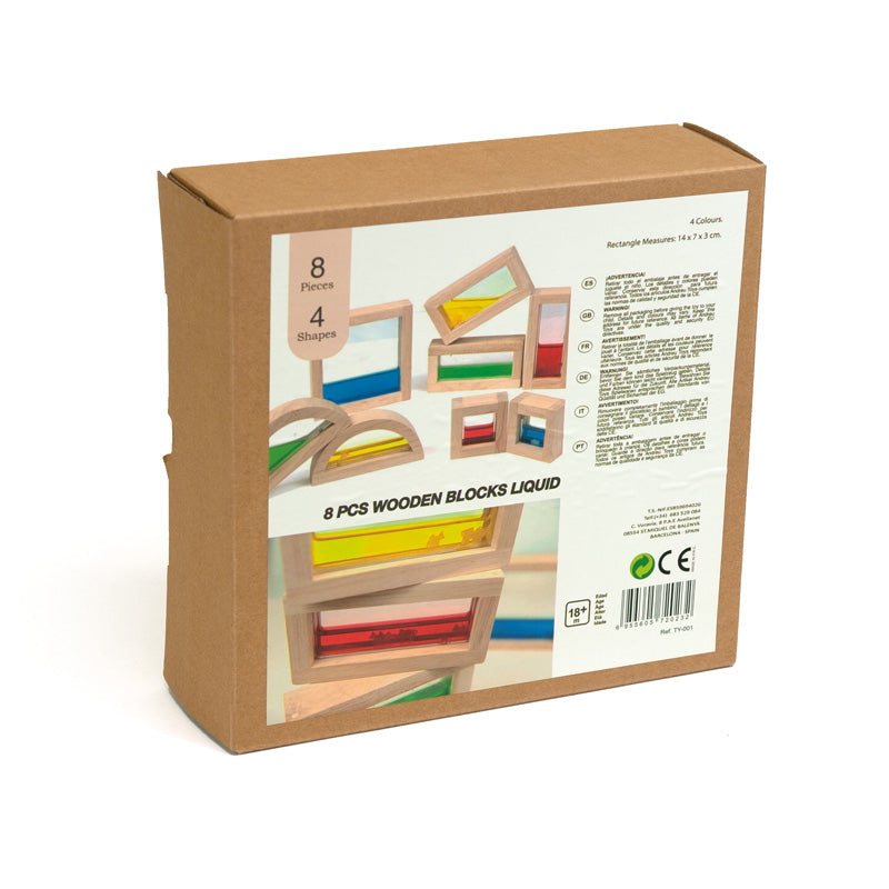 8 pcs. Wooden Blocks Liquid / Bloques Translúcidos Líquidos -8 pcs