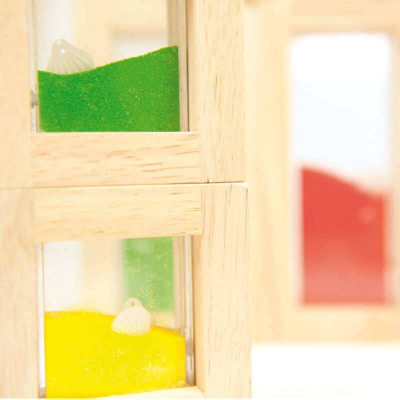 8 pcs. Wooden Blocks Sand / 8 Bloques de madera con Arena de Colores y Conchas