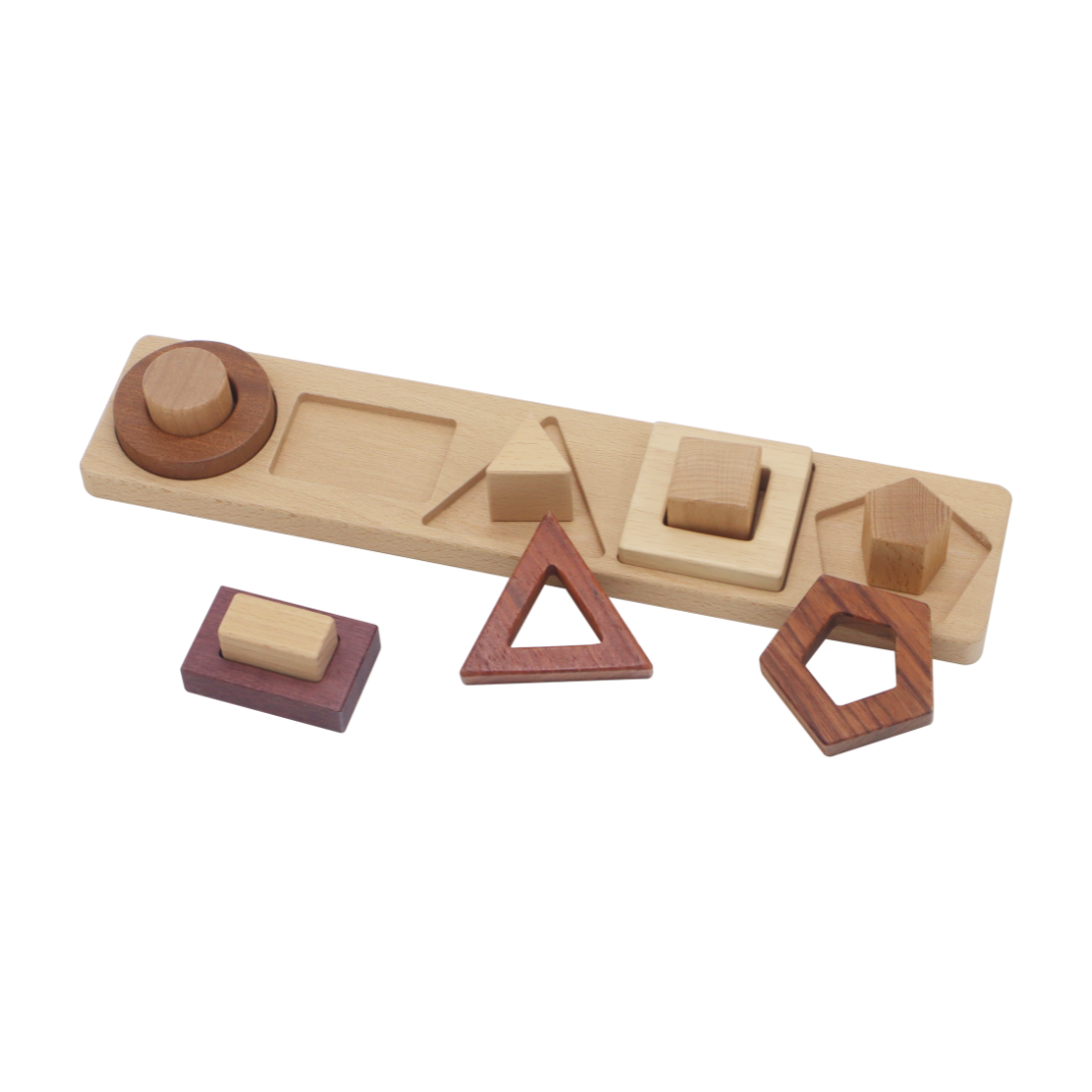 3D GEO FIGURES / Figuras geométricas en 3D / Puzzle de madera geométrico / Juego educativo de encaje