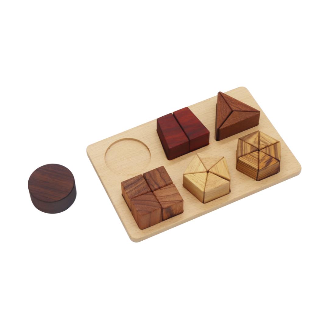 6 GEO SHAPES / 6 formas geométricas / Puzzle progresivo para niños / Puzzle de madera geométrico