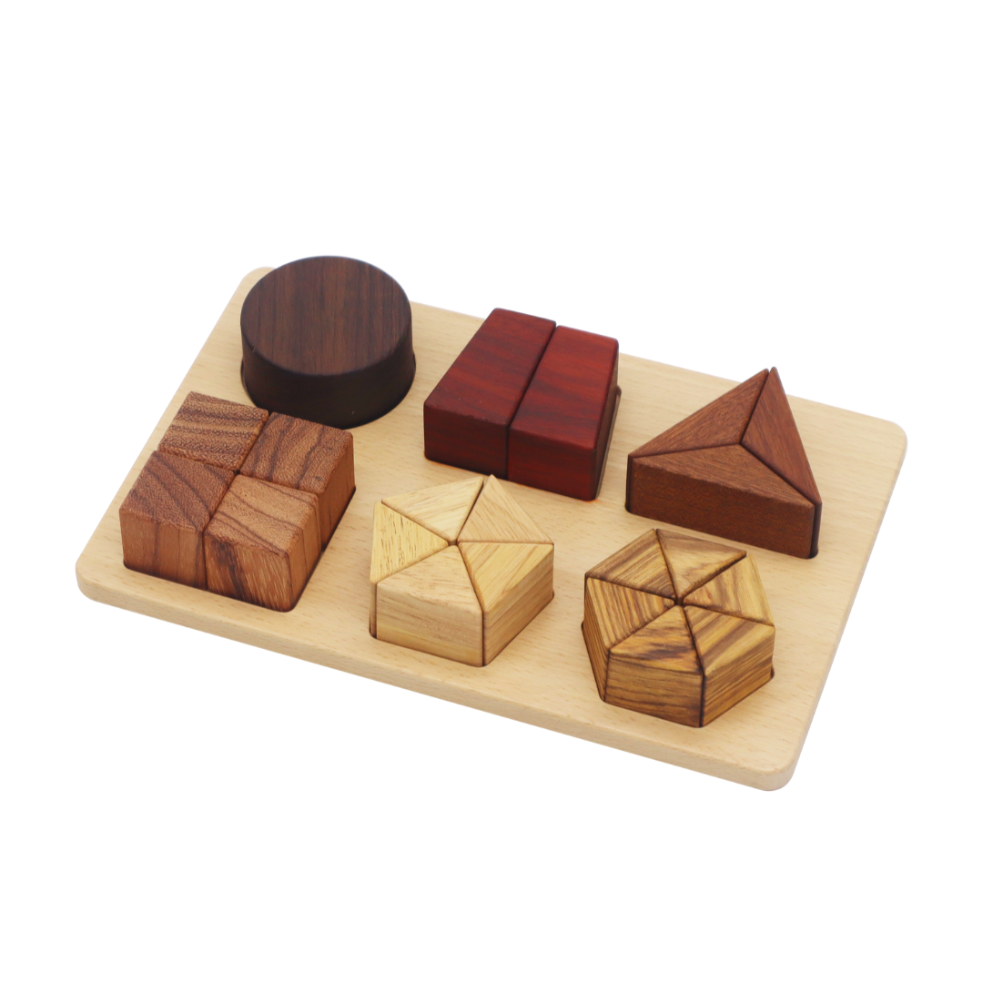6 GEO SHAPES / 6 formas geométricas / Puzzle progresivo para niños / Puzzle de madera geométrico