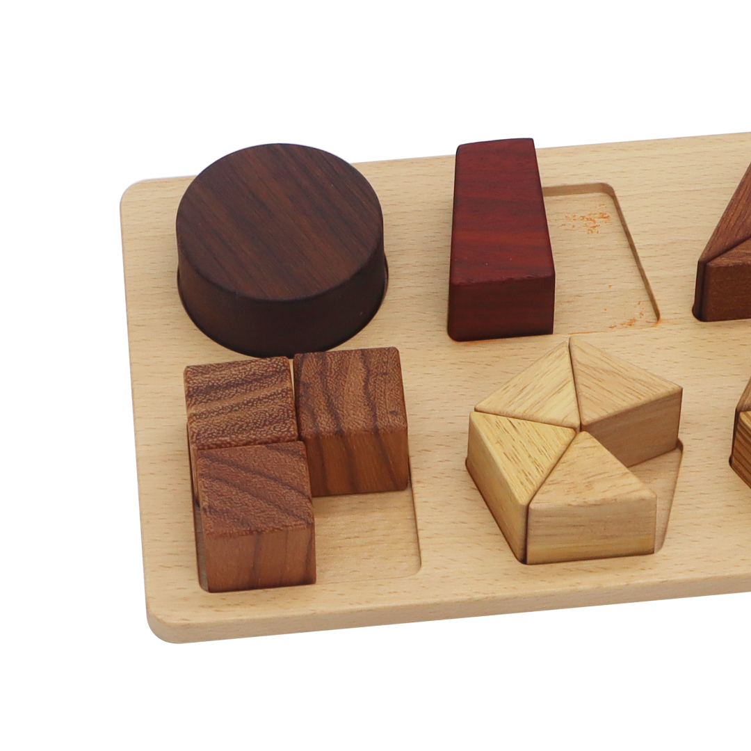 6 GEO SHAPES / 6 formas geométricas / Puzzle progresivo para niños / Puzzle de madera geométrico