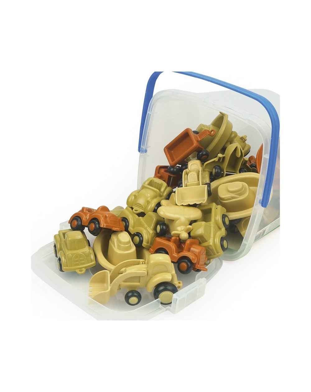 EARTH COLORS -ECOLINE MINI CHUBBIES BUCKET (10 MOD.) - 30 piece / coches eco / caña de azúcar / vehiculos flexibles / cubo de coches