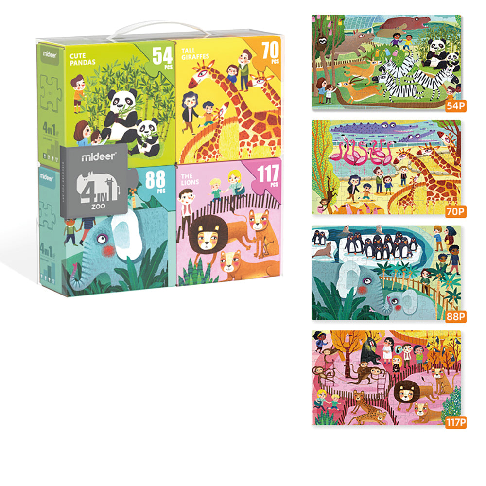 4 in 1 Puzzle - Zoo / 4 Puzzles en 1 - Zoo