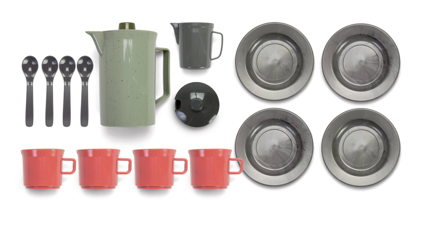 Green bean coffe set - 4 People / Juego de café reciclable - 4 Personas / cocinas / plastico reciclado