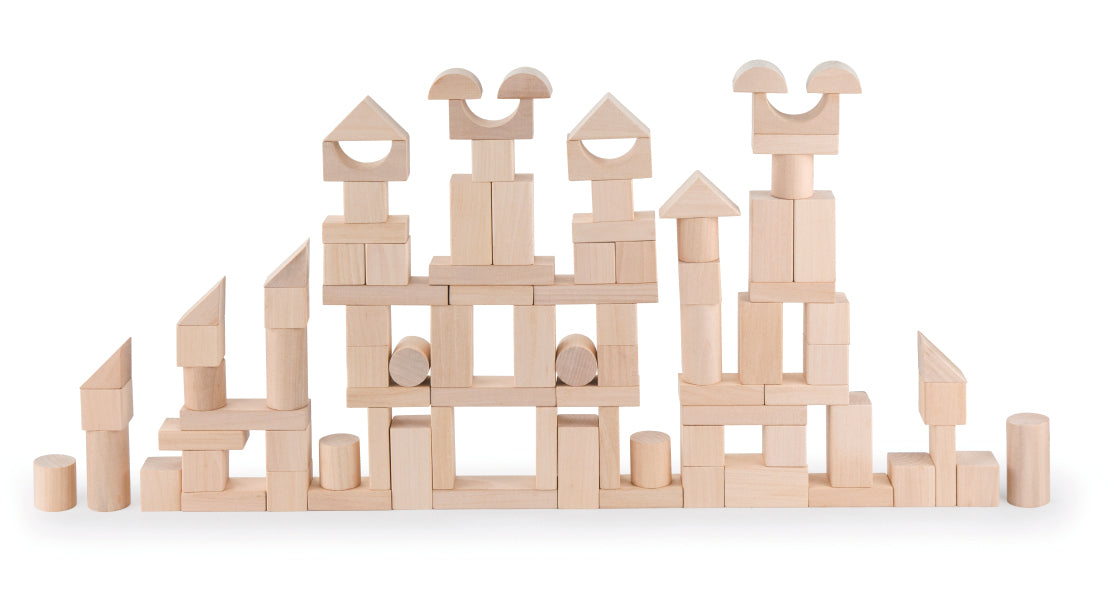 BLOQUES DE MADERA NATURAL 100 PCS / 100 NATURAL BLOCKS / juego de construcción