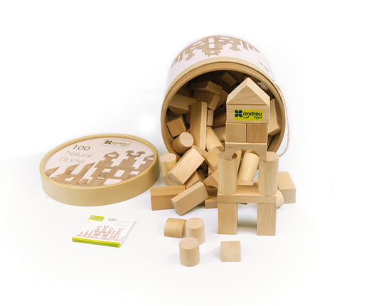 BLOQUES DE MADERA NATURAL 100 PCS / 100 NATURAL BLOCKS / juego de construcción