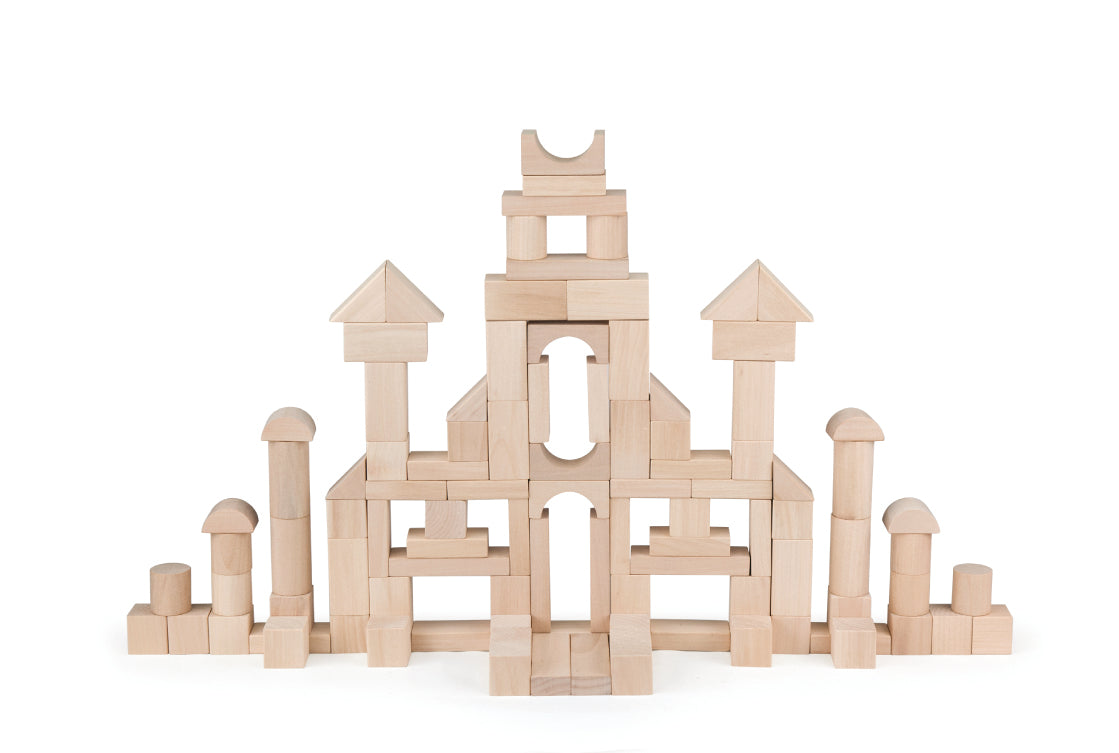 BLOQUES DE MADERA NATURAL 100 PCS / 100 NATURAL BLOCKS / juego de construcción