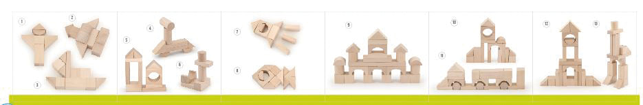 BLOQUES DE MADERA NATURAL 100 PCS / 100 NATURAL BLOCKS / juego de construcción