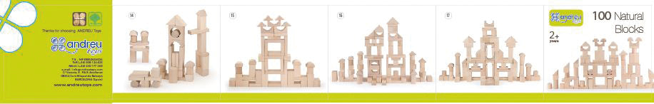 BLOQUES DE MADERA NATURAL 100 PCS / 100 NATURAL BLOCKS / juego de construcción