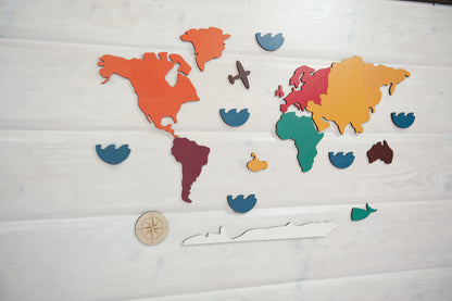 Continents Map Puzzle / Puzzle mapa de los Conitnentes / montessori