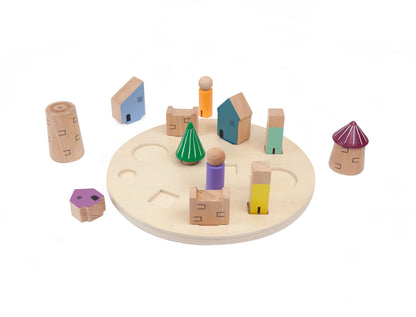 3D-PUZZLE VILLAGE / Puzzle de la ciudad en 3D / encaje madera / pueblo medieval