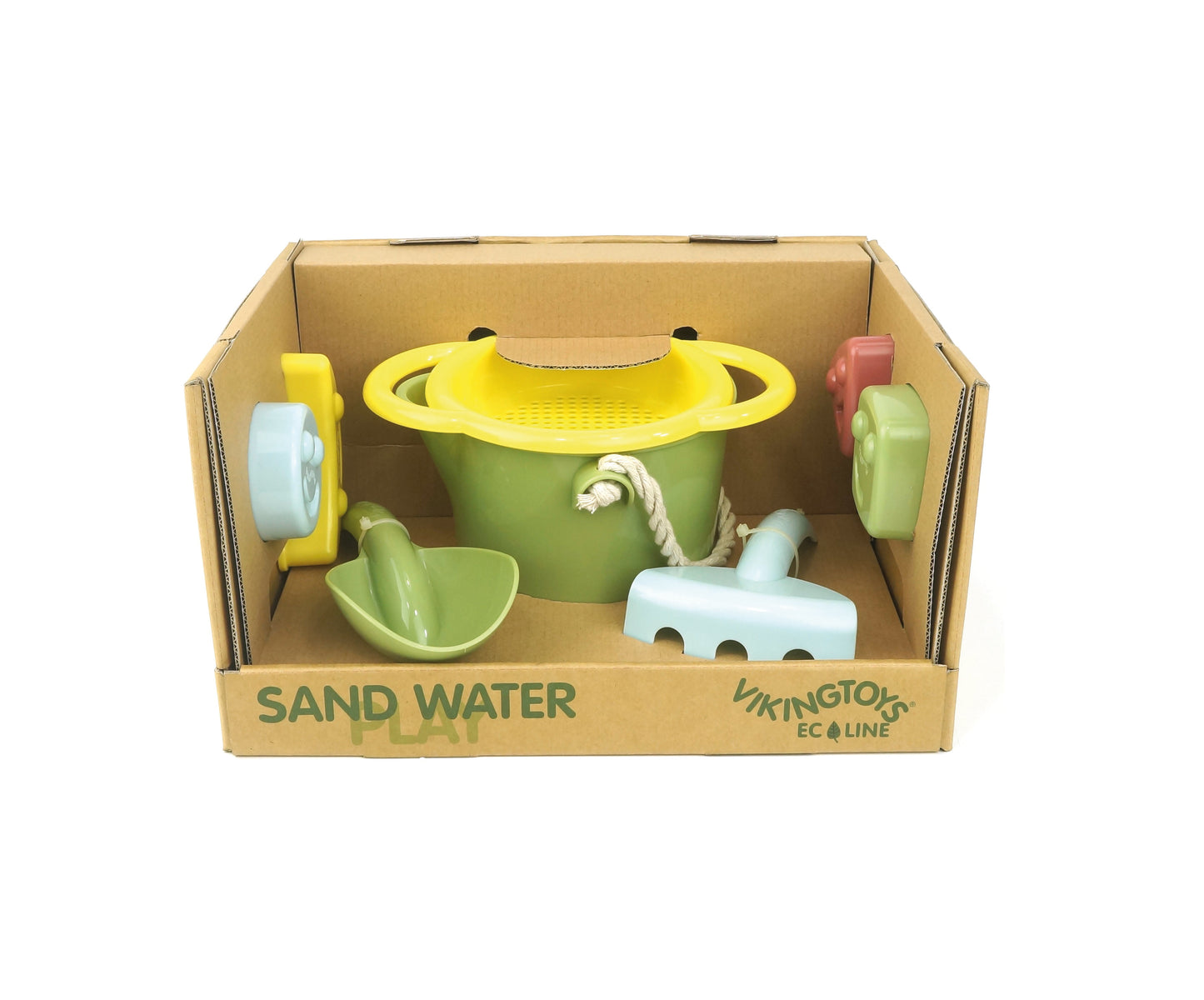 ECOLINE SAND BUCKET SET / set de playa y arena / cubo pala y rastrillos / moldes / cubo eco / caña de azúcar / cubo flexible