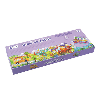 4 In 1 Grow Up Puzzle - Interesting Traffic / Puzzles Tráfico 4 en 1 / puzzle vehículos