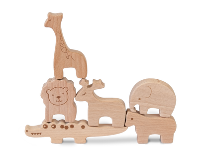 juego de equilibrio de madera animales