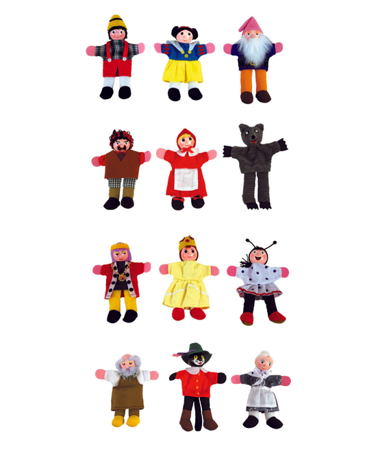 FINGER PUPPETS - 12 characters / blancanieves caperucita / marionetas de dedo cuentos / títeres / teatro