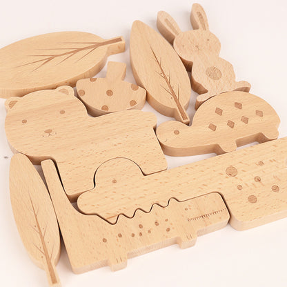 Wooden Design Puzzle / Puzzle de Diseño de Madera / animales / encajar