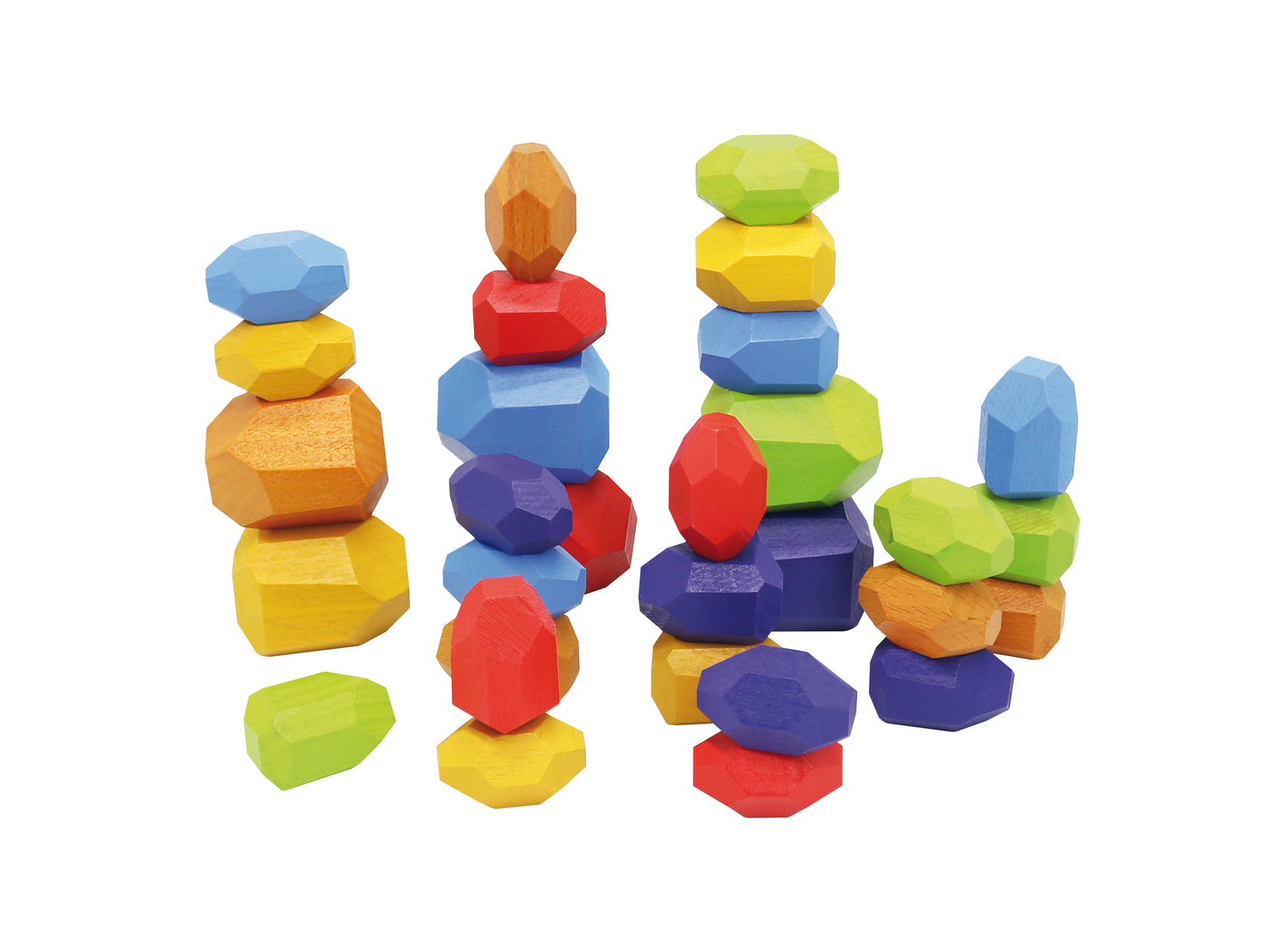 Wooden Stacking Stones - 30 Pcs. / 30 rocas de madera / piedras apilables