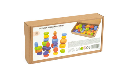 Wooden Stacking Stones - 30 Pcs. / 30 rocas de madera / piedras apilables