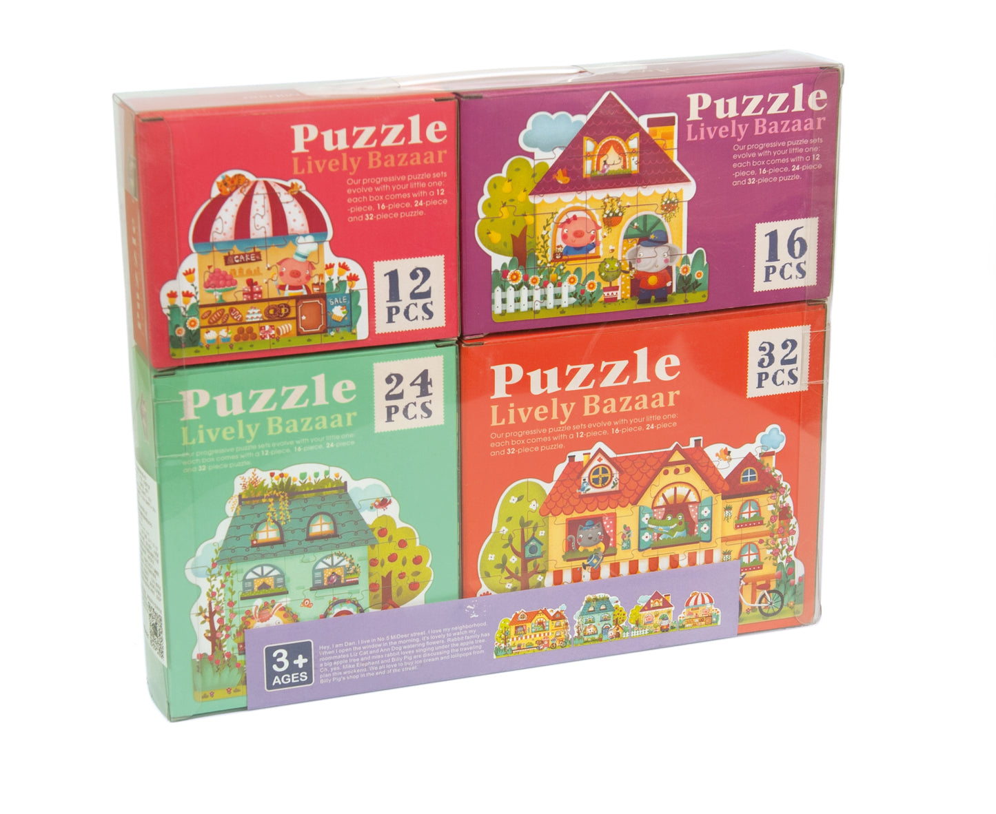 Beginner Lively Bazaar Puzzle / 4 Puzzles Progresivos