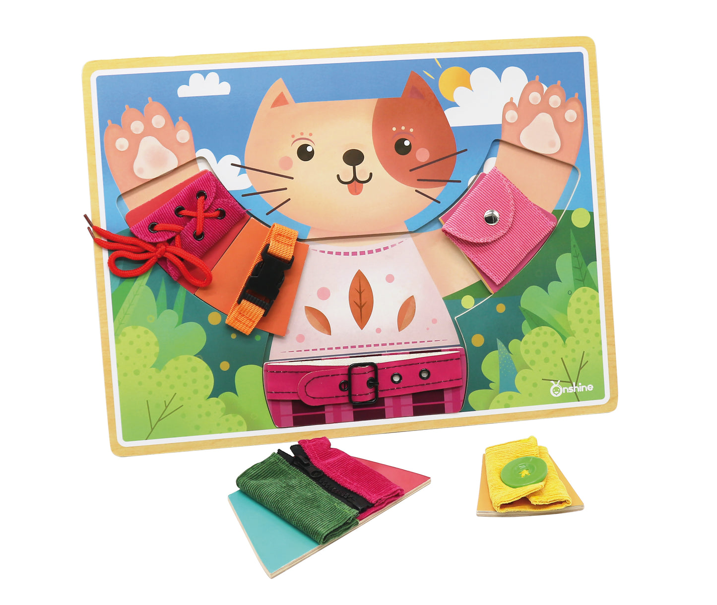 Wooden Puzzle Cat / Puzzle de gato con texturas y cierres