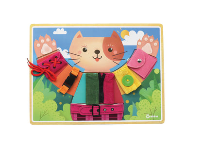 Wooden Puzzle Cat / Puzzle de gato con texturas y cierres