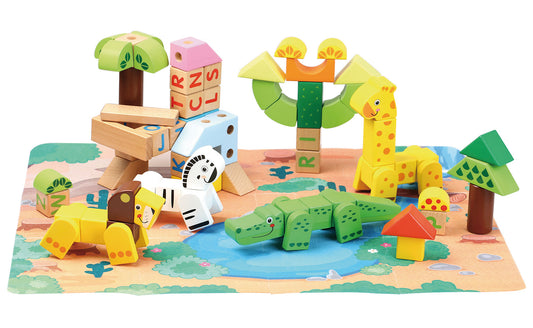 FOREST ANIMAL BUILDING BLOCKS - 80 pcs. / bloques de construcción animales selva