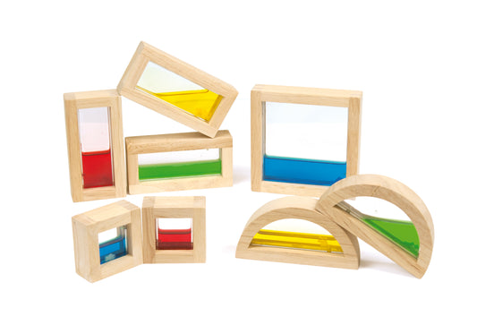 8 Pcs. Wooden Blocks Liquid / bloques translúcidos liquido / transparencias / mesas de luz