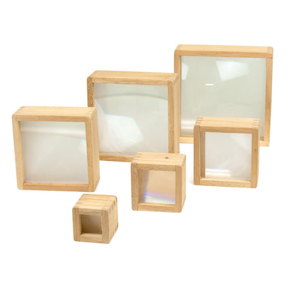6 pcs. Magnifier Cases / 6 Bloques de Madera con Lupa