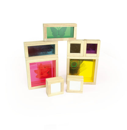 8 Pcs. Treasure Blocks / 8 Bloques de colores / mesa de luz / transparencias / espejo