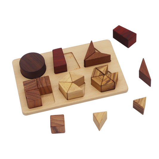6 GEO SHAPES / 6 formas geométricas / Puzzle progresivo para niños / Puzzle de madera geométrico