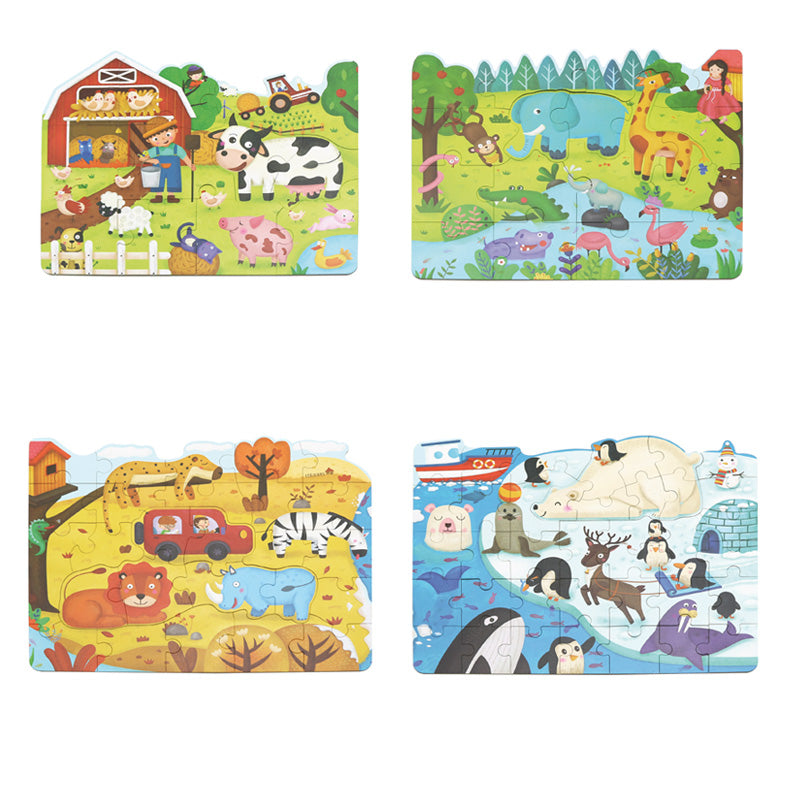 4 In 1 Grow Up Puzzle - Four Seasons Of Animals / 4 Puzzles en 1 - Cuatro estaciones de animales