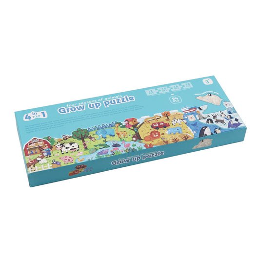 4 In 1 Grow Up Puzzle - Four Seasons Of Animals / 4 Puzzles en 1 - Cuatro estaciones de animales