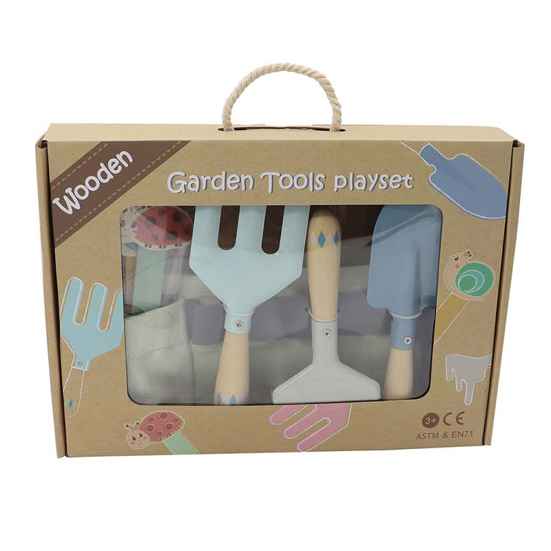 Wooden Garden Tool Belt Playset / Juego de herramientas de jardín de metal y madera con cinturón de tela / jardinería